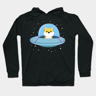 cute alien dog flying alien saucer Hoodie